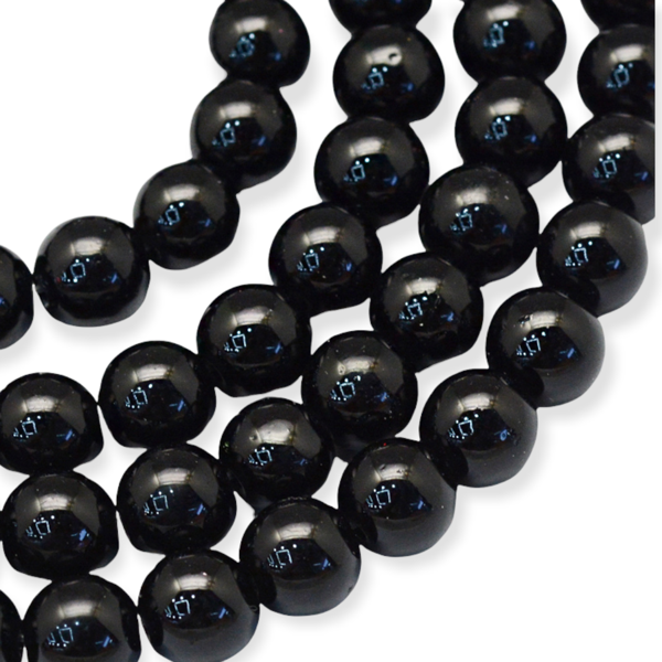 Streng glas parels Zwart 6mm - ±140 stuks-Kralen-Kraaltjes van Renate