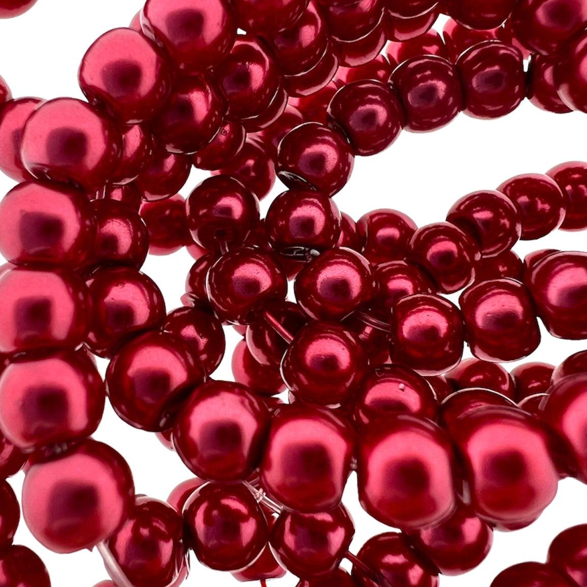 Streng glas parels rood 5mm - ±180 stuks-Kralen-Kraaltjes van Renate