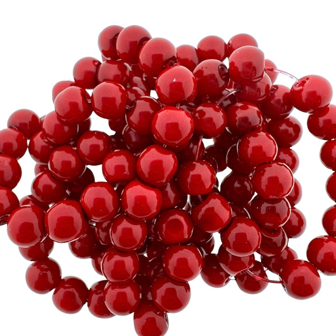 Streng rode glaskralen 7mm - ±140 stuks-Kralen-Kraaltjes van Renate