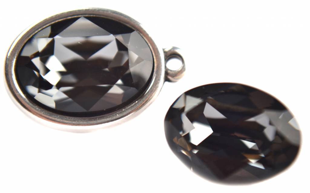 Swarovski ovaal 4120 Silver Night 14x10mm-Kraaltjes van Renate