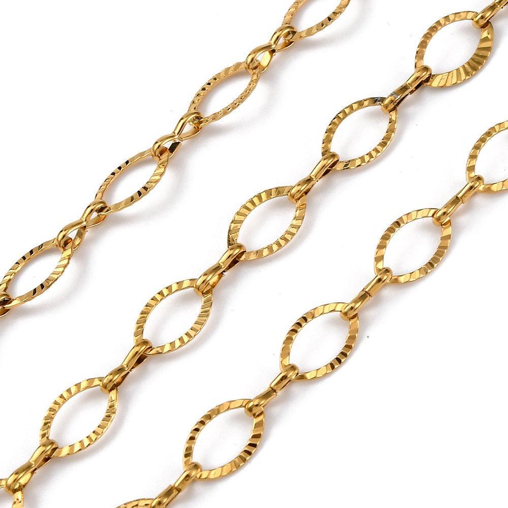 Jasseron Ketting Premium 18k Rvs Goud 6.5mm - per 10cm-ketting-Kraaltjes van Renate