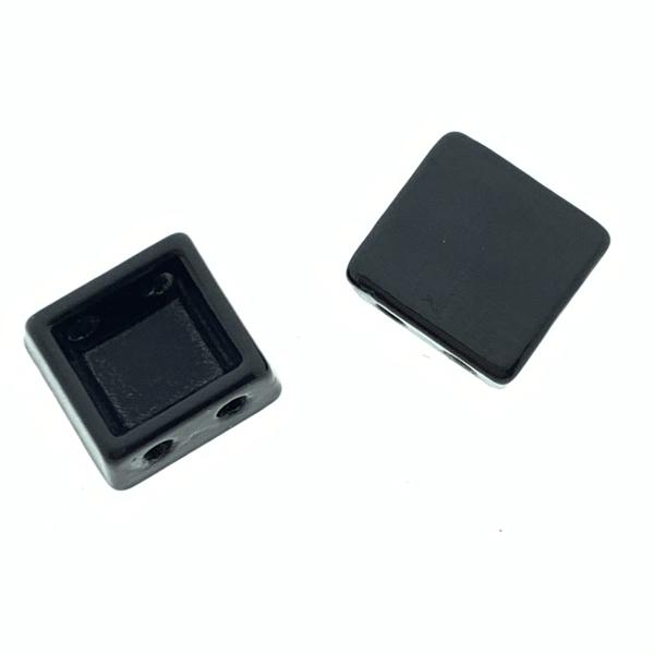 Tegel kraal breed Black 8x8x4mm-Kraaltjes van Renate