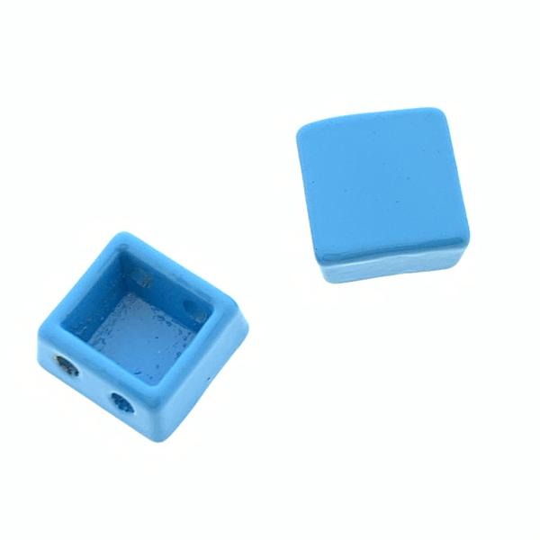 Tegel kraal breed Blue 8x8x4mm-Kraaltjes van Renate