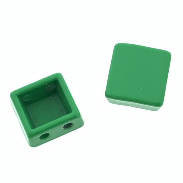 Tegel kraal breed Green 8x8x4mm-Kraaltjes van Renate