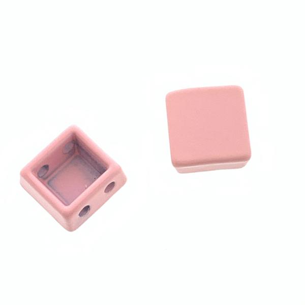 Tegel kraal breed Light pink 8x8x4mm-Kraaltjes van Renate