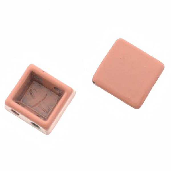 Tegel kraal breed Peach 8x8x4mm-Kraaltjes van Renate