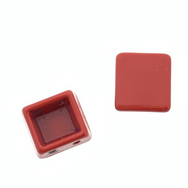 Tegel kraal breed Red 8x8x4mm-Kraaltjes van Renate