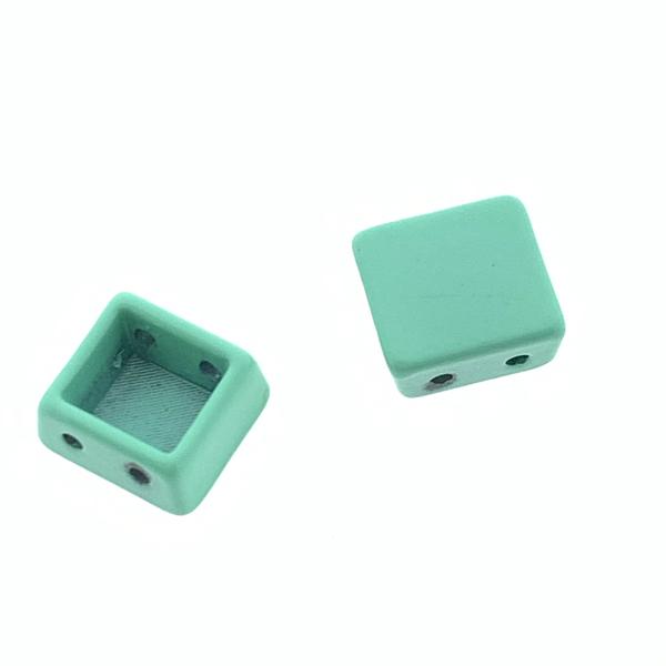 Tegel kraal breed Turquoise green 8x8x4mm-Kraaltjes van Renate
