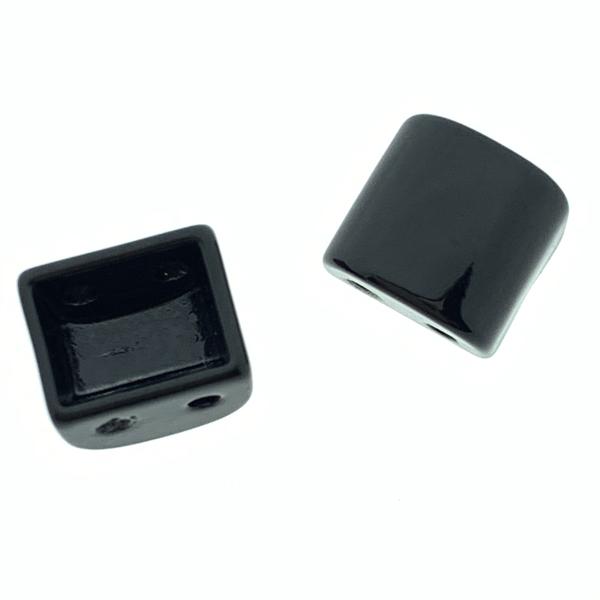 Tegel kraal half rond breed Black 8x8x6mm-Kraaltjes van Renate