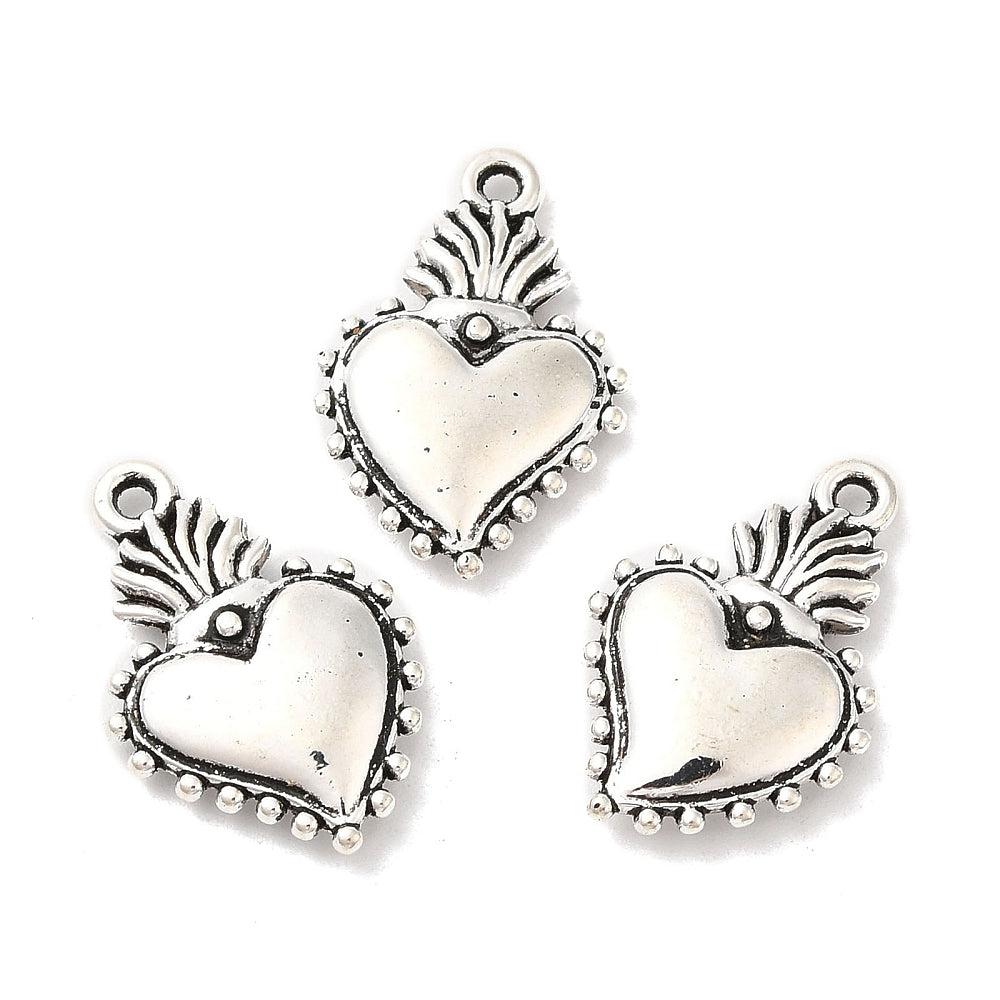 Tibetan style bedel hartje zilver 21x14x3mm-bedels-Kraaltjes van Renate