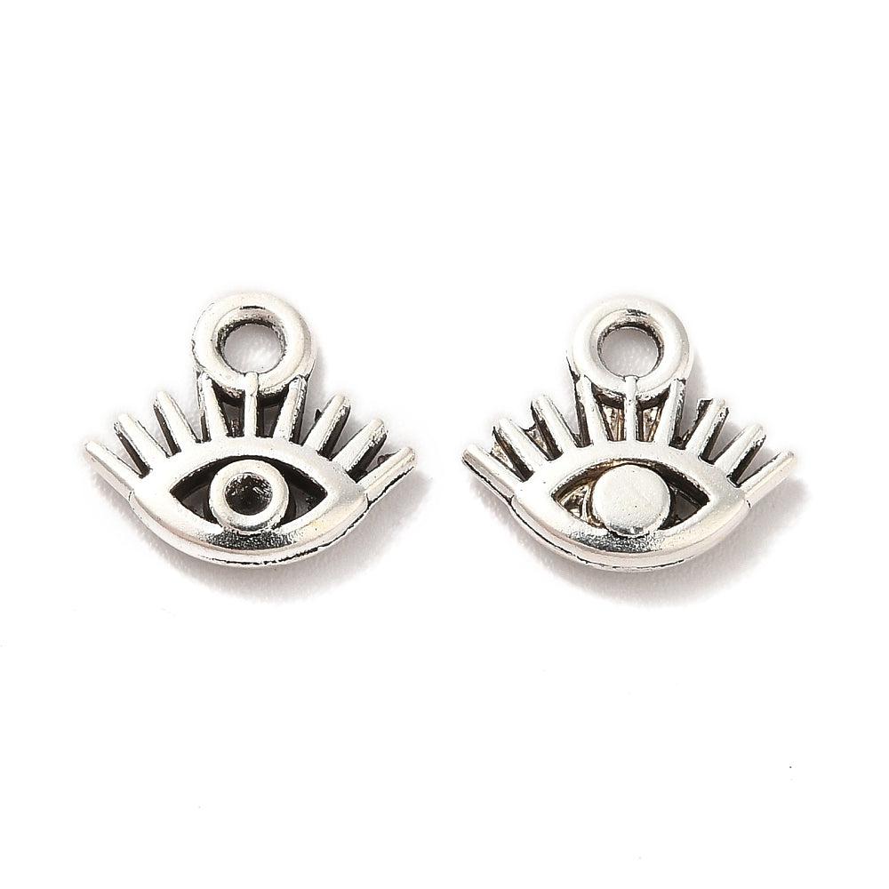 Tibetan style bedel oog zilver 9x10mm- per 11 stuks-bedels-Kraaltjes van Renate