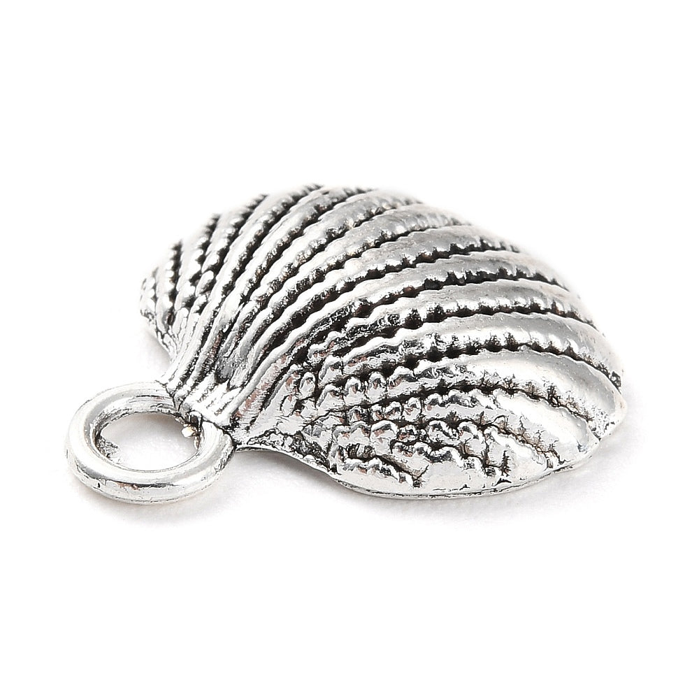 Tibetan style bedel schelp zilver 18x17x5mm- per 6 stuks-bedels-Kraaltjes van Renate