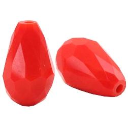 Top facet kralen druppel Bright red 10x15mm-Kraaltjes van Renate