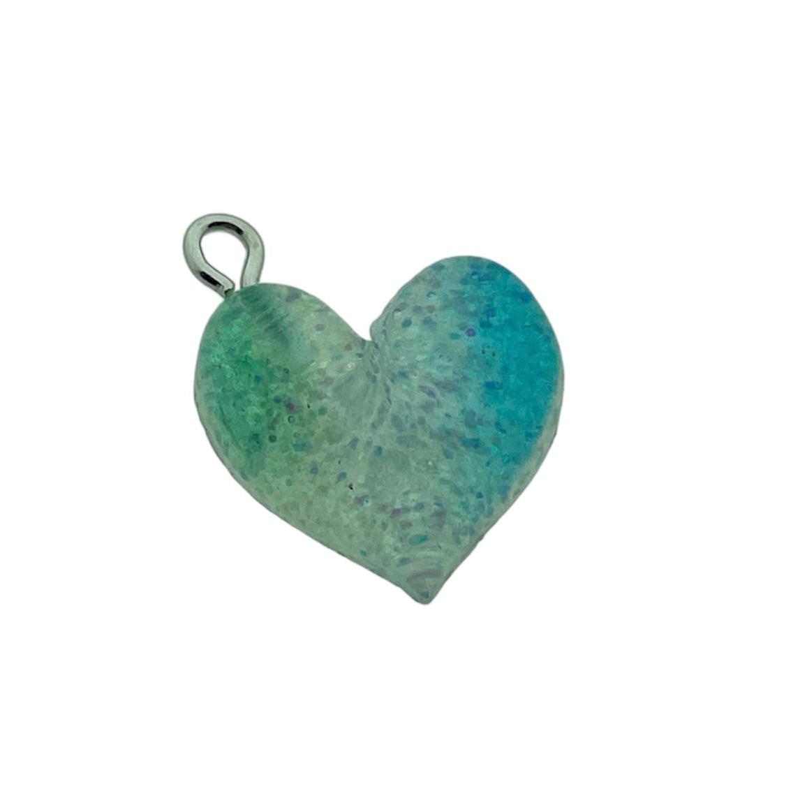Transparant Resin hanger glitter hart blauw 21x19.5x6mm-bedels-Kraaltjes van Renate