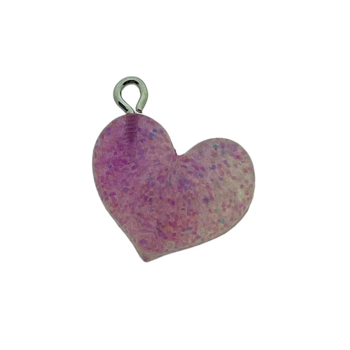 Transparant Resin hanger glitter hart pink 21x19.5x6mm-bedels-Kraaltjes van Renate