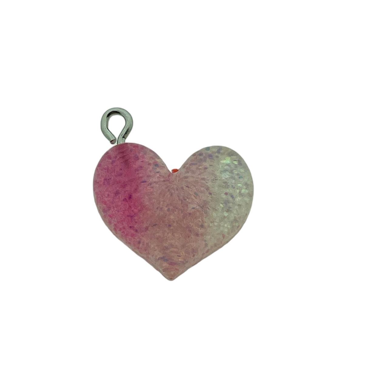 Transparant Resin hanger glitter hart roze 21x19.5x6mm-bedels-Kraaltjes van Renate