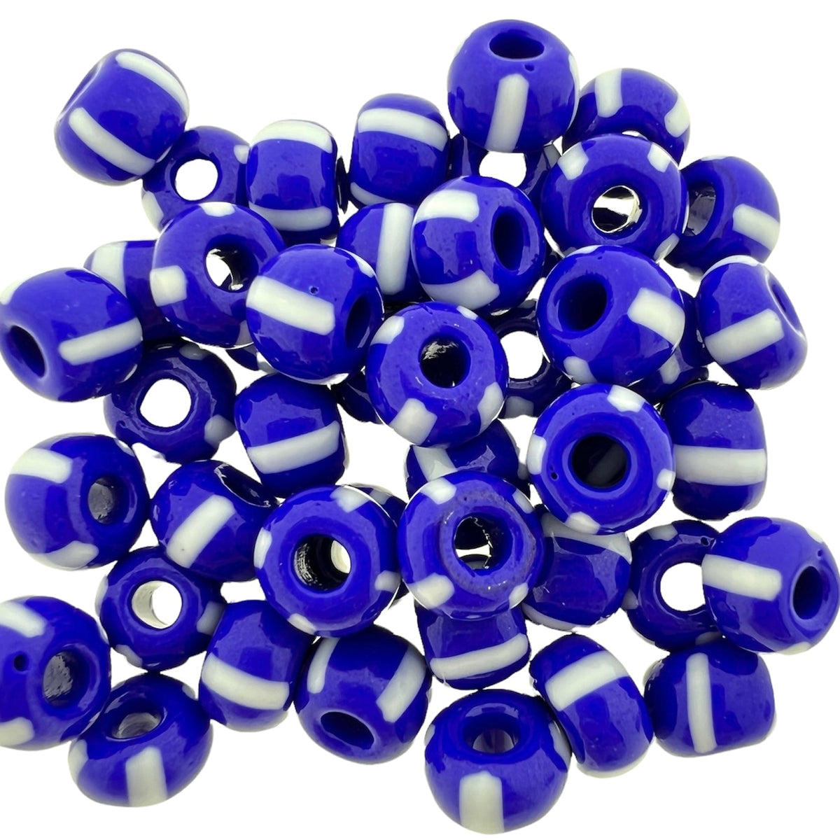 Tsjechisch glas Preciosa rocailles wit-blauw 6,5mm XL- 10 stuks-Kralen-Kraaltjes van Renate