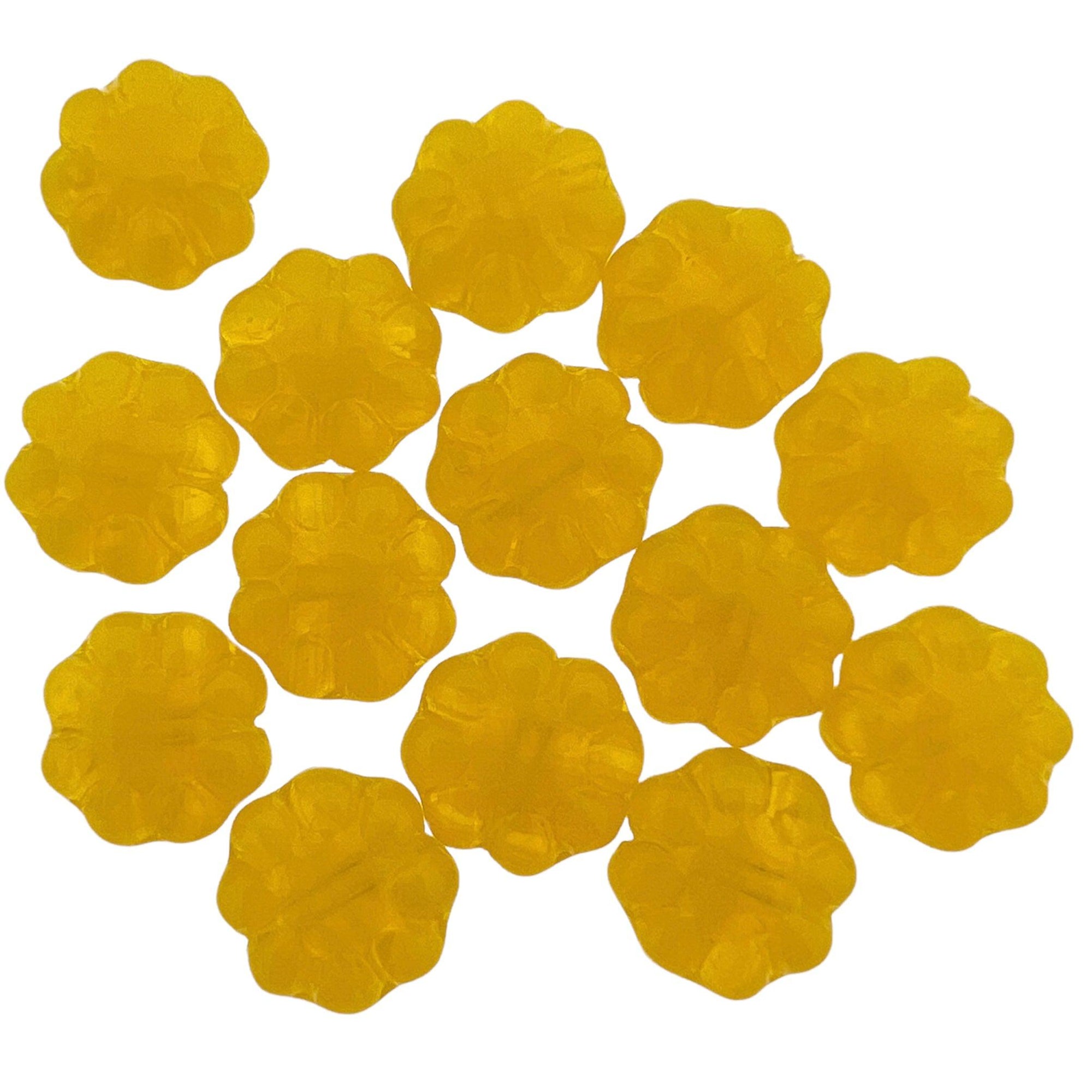 Tsjechisch glas bloemetjes boter geel 9mm - 5 stuks-Kralen-Kraaltjes van Renate
