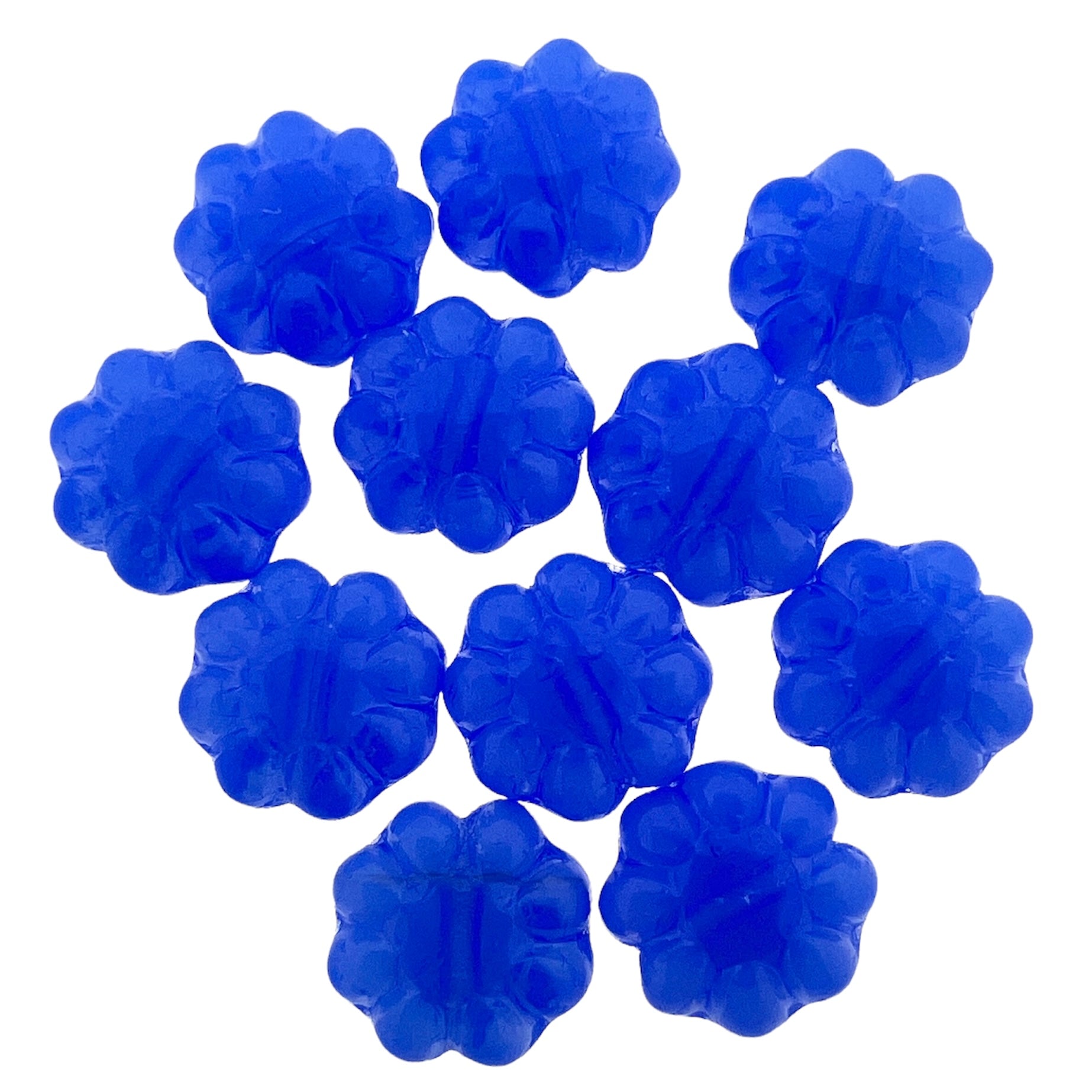 Tsjechisch glas bloemetjes donker blauw 9mm - 5 stuks-Kralen-Kraaltjes van Renate