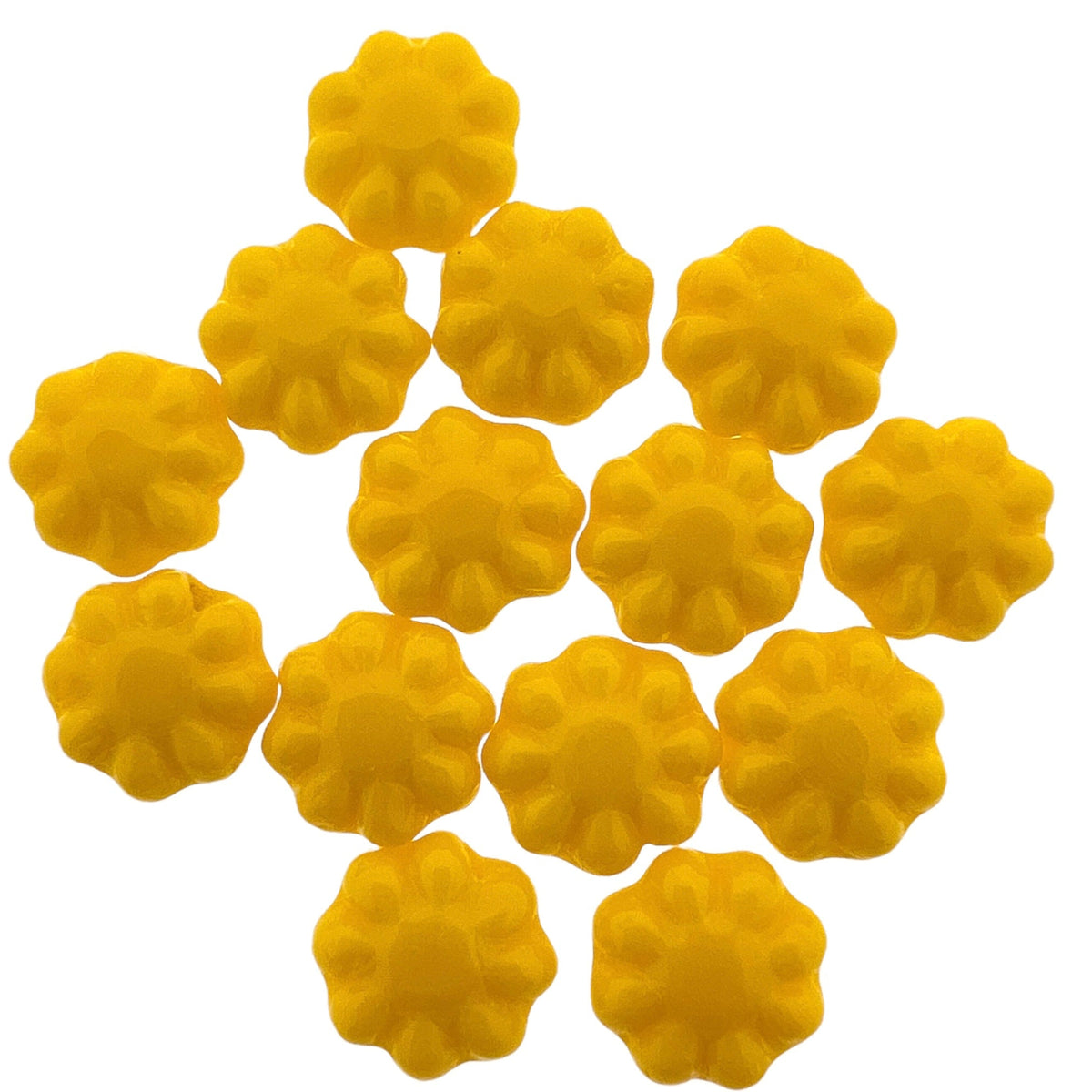 Tsjechisch glas bloemetjes geel 9mm - 5 stuks-Kralen-Kraaltjes van Renate