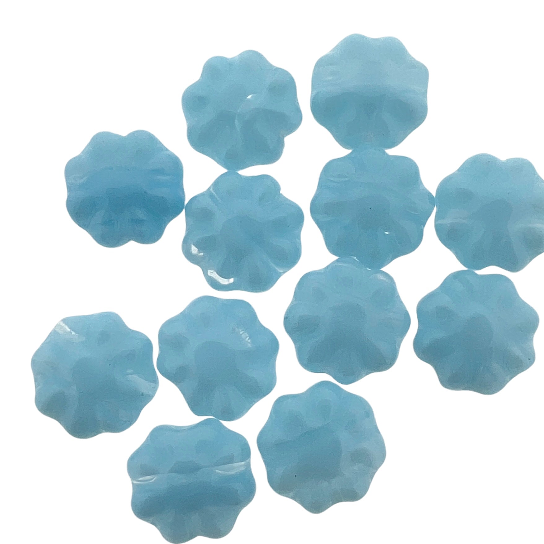Tsjechisch glas bloemetjes licht blauw 9mm - 5 stuks-Kralen-Kraaltjes van Renate