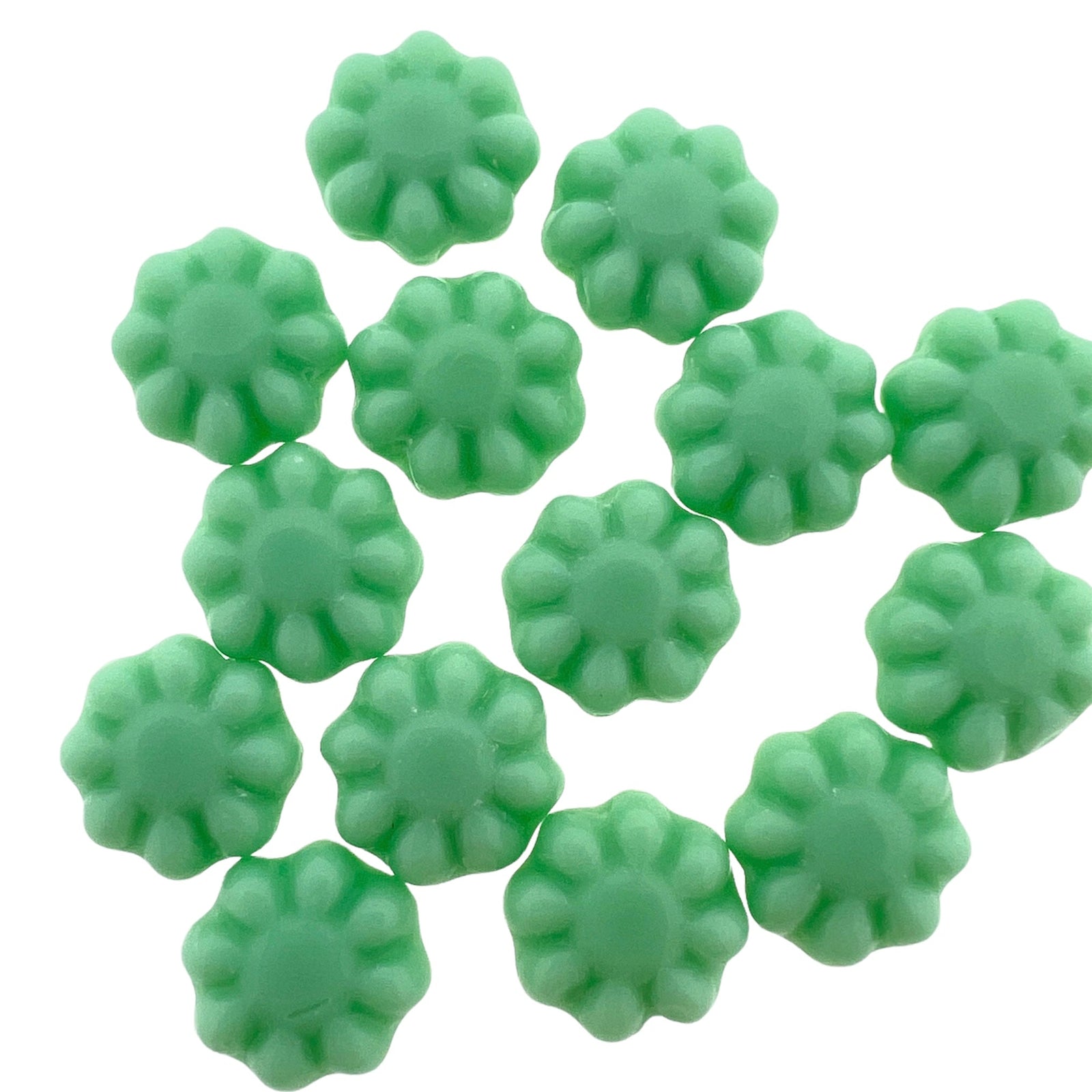 Tsjechisch glas bloemetjes mint 9mm - 5 stuks-Kralen-Kraaltjes van Renate