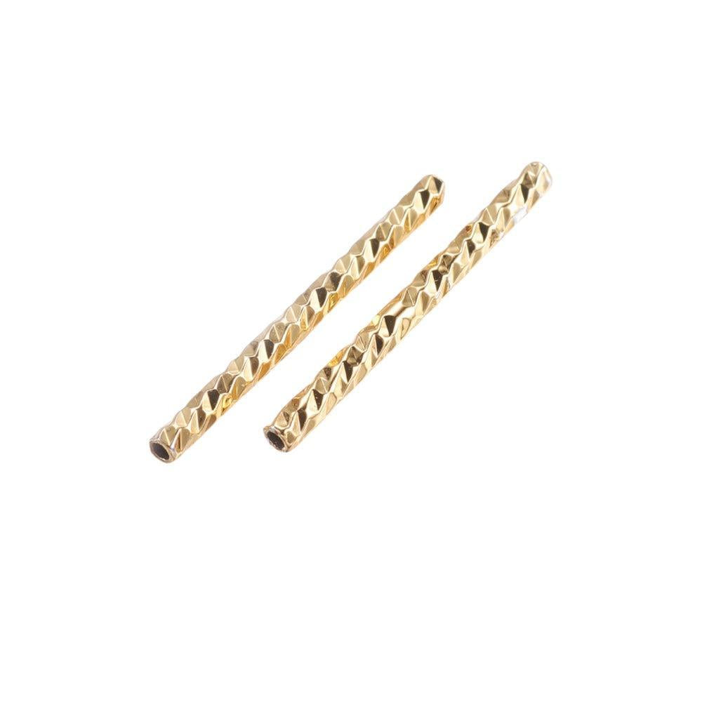 Tube facet brass goud 19,5mm- per stuk-bedels-Kraaltjes van Renate