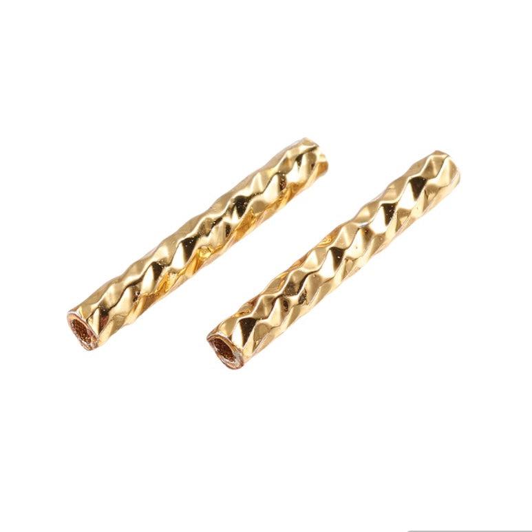 Tube kraal textuur goud 10mm-bedels-Kraaltjes van Renate