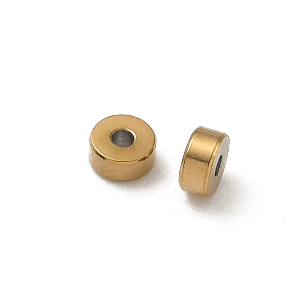 Tussenkraal Disc Premium RVS Goud 4x2mm - per stuk-Kralen-Kraaltjes van Renate