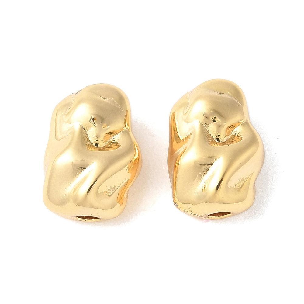 Tussenkraal Nugget Brass Goud 12mm - per stuk-Kralen-Kraaltjes van Renate