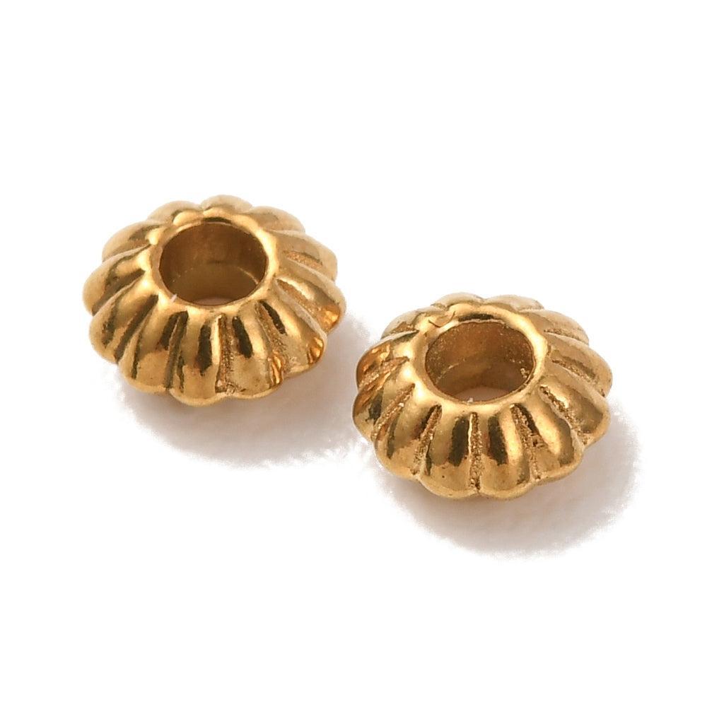 Tussenkraal Rondel Premium RVS Goud 5x2.5mm - per stuk-Kralen-Kraaltjes van Renate