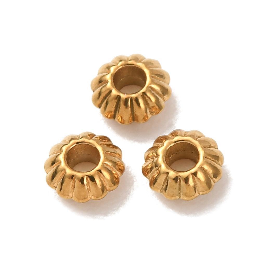Tussenkraal Rondel Premium RVS Goud 5x2.5mm - per stuk-Kralen-Kraaltjes van Renate