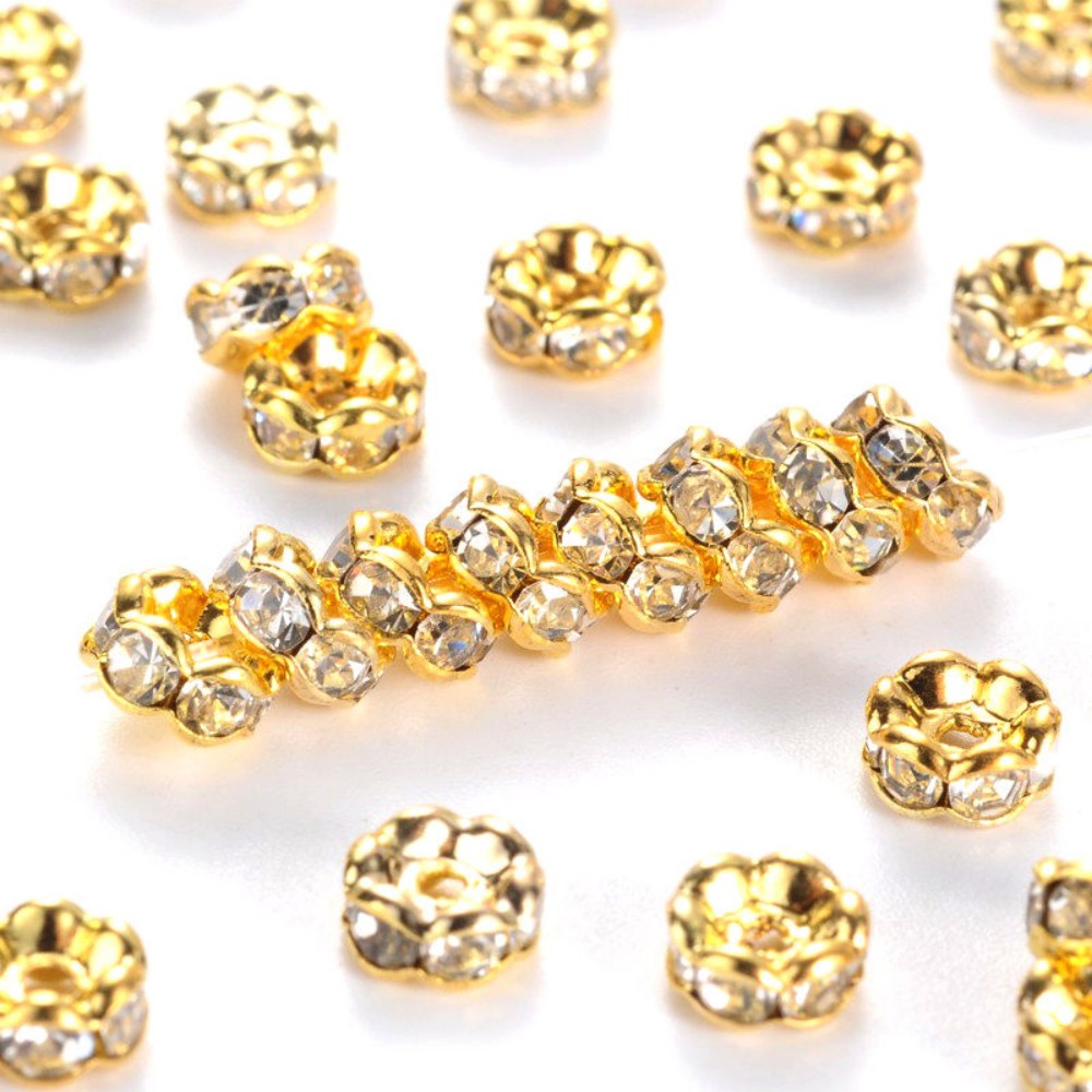 Tussenkraal Strass Golfrand Rondel Brass Goud 5x2.5mm - per stuk-Kralen-Kraaltjes van Renate