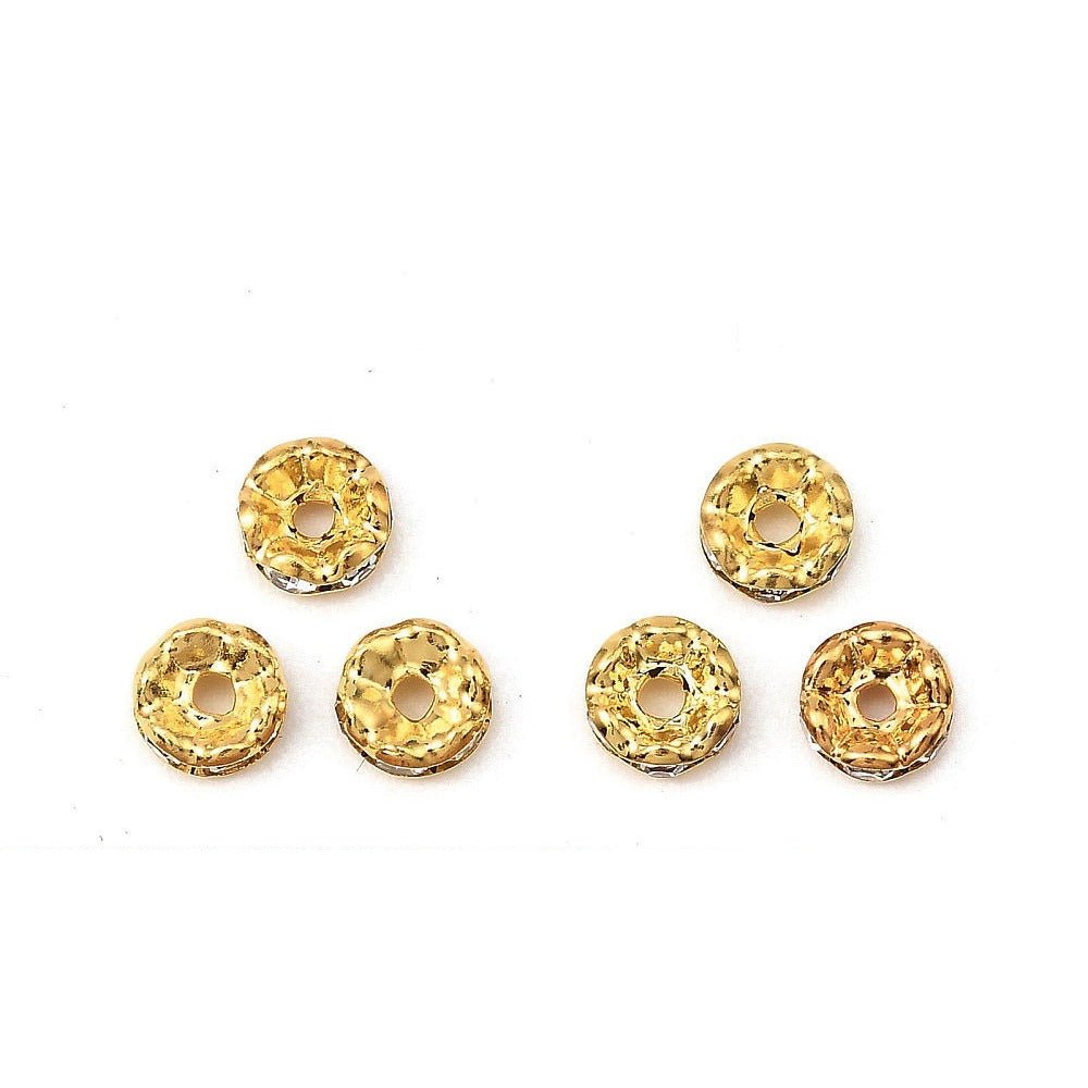 Tussenkraal Strass Golfrand Rondel Brass Goud 5x2.5mm - per stuk-Kralen-Kraaltjes van Renate