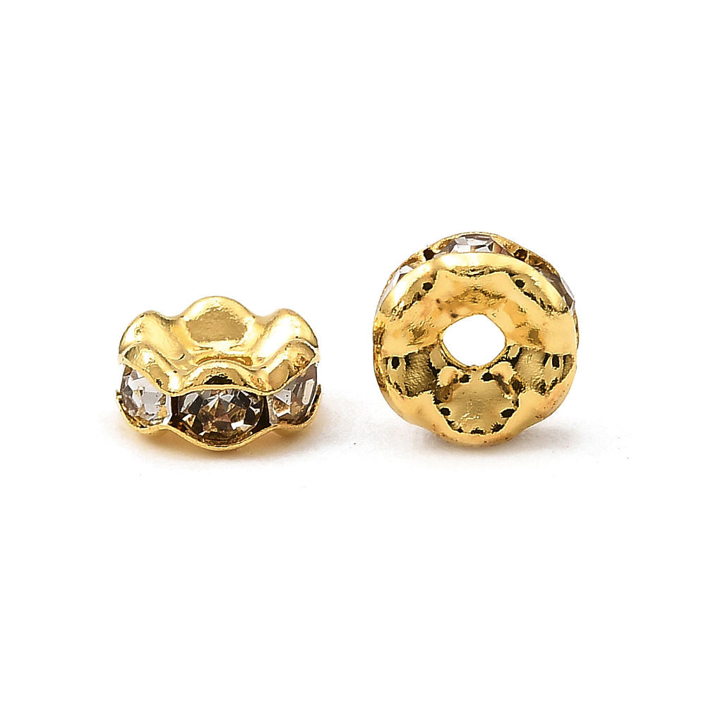 Tussenkraal Strass Golfrand Rondel Brass Goud 5x2.5mm - per stuk-Kralen-Kraaltjes van Renate