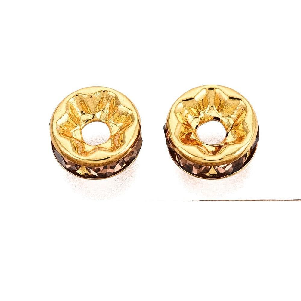 Tussenkraal Strass Karamel Disc Premium RVS Goud 7.5x3mm - per stuk-Kralen-Kraaltjes van Renate