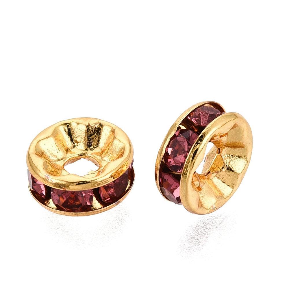 Tussenkraal Strass Oudroze Disc Premium RVS Goud 7.5x3mm - per stuk-Kralen-Kraaltjes van Renate