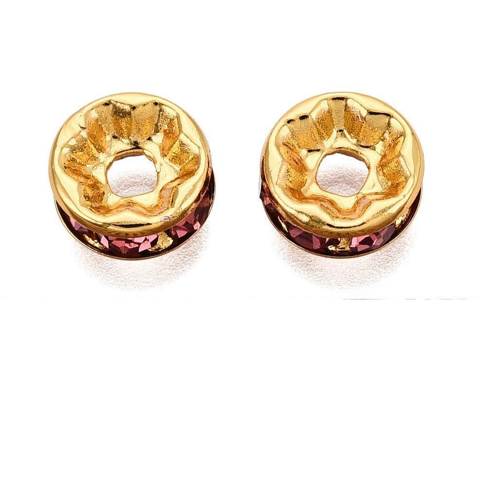 Tussenkraal Strass Oudroze Disc Premium RVS Goud 7.5x3mm - per stuk-Kralen-Kraaltjes van Renate