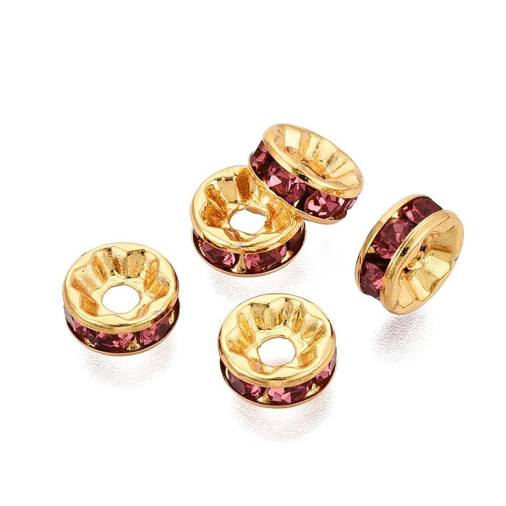 Tussenkraal Strass Oudroze Disc Premium RVS Goud 7.5x3mm - per stuk-Kralen-Kraaltjes van Renate