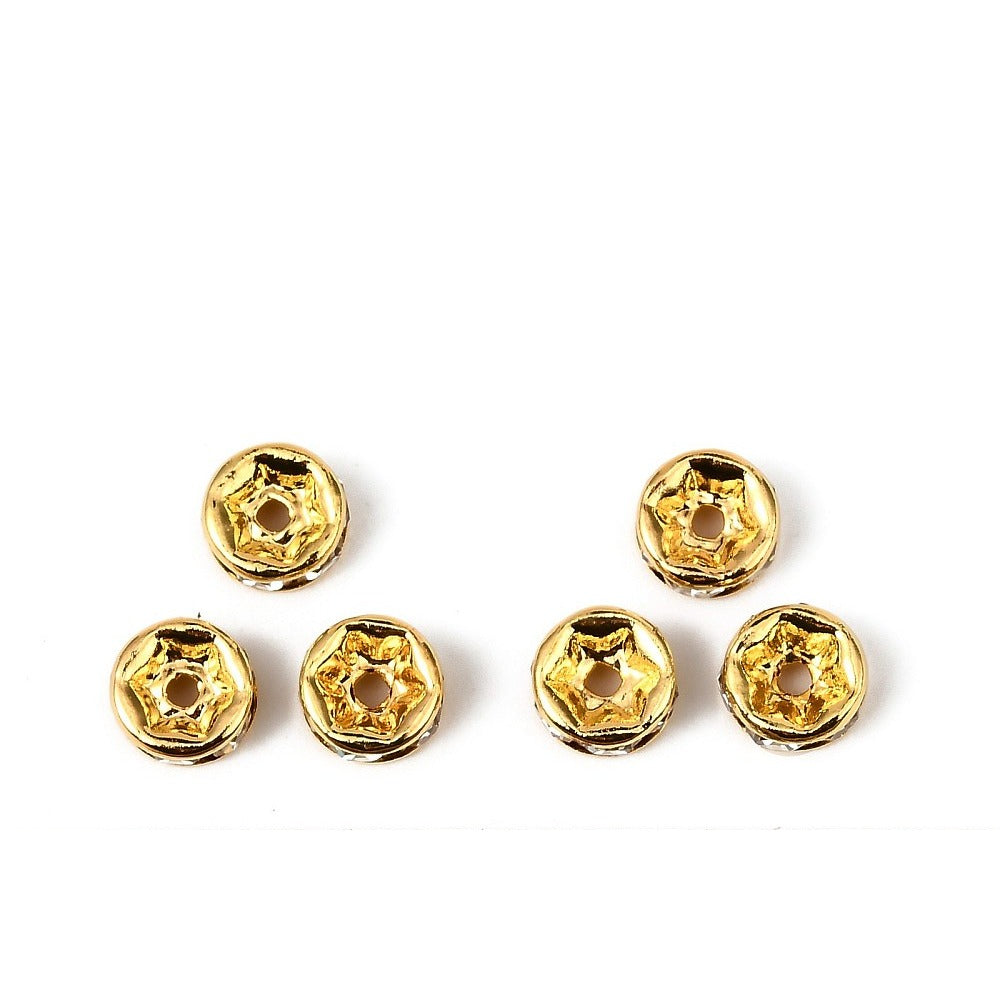 Tussenkraal Strass Rondel Brass Goud 6x3mm - per stuk-Kralen-Kraaltjes van Renate