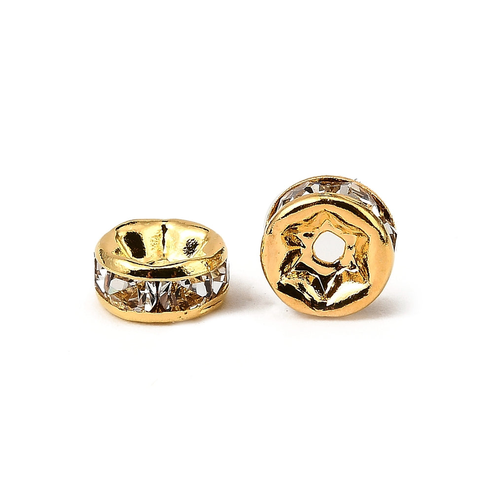 Tussenkraal Strass Rondel Brass Goud 6x3mm - per stuk-Kralen-Kraaltjes van Renate