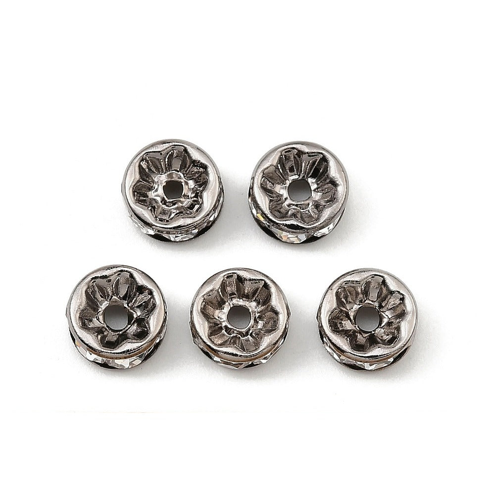 Tussenkraal Strass Rondel Brass Gunmetal 8x3.8mm - per stuk-Kralen-Kraaltjes van Renate