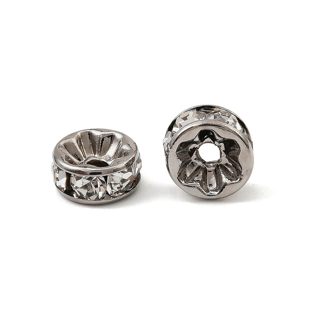 Tussenkraal Strass Rondel Brass Gunmetal 8x3.8mm - per stuk-Kralen-Kraaltjes van Renate
