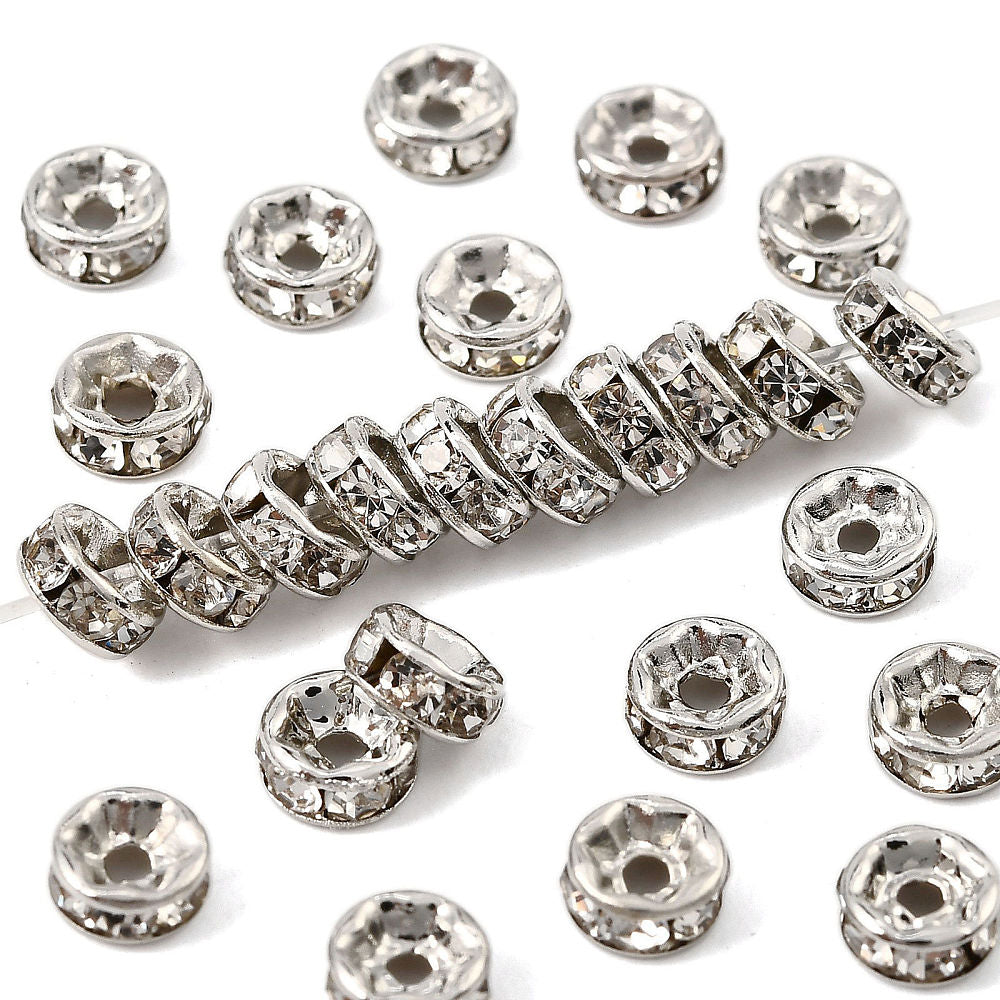 Tussenkraal Strass Rondel Brass Platinakleurig 5x2.5mm - per stuk-Kralen-Kraaltjes van Renate