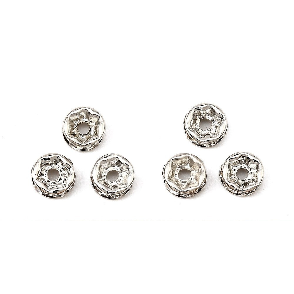 Tussenkraal Strass Rondel Brass Platinakleurig 5x2.5mm - per stuk-Kralen-Kraaltjes van Renate