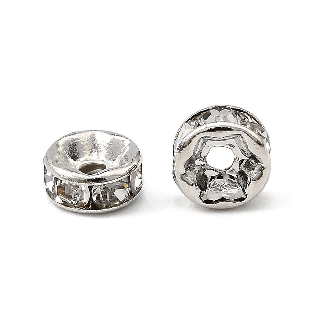 Tussenkraal Strass Rondel Brass Platinakleurig 5x2.5mm - per stuk-Kralen-Kraaltjes van Renate
