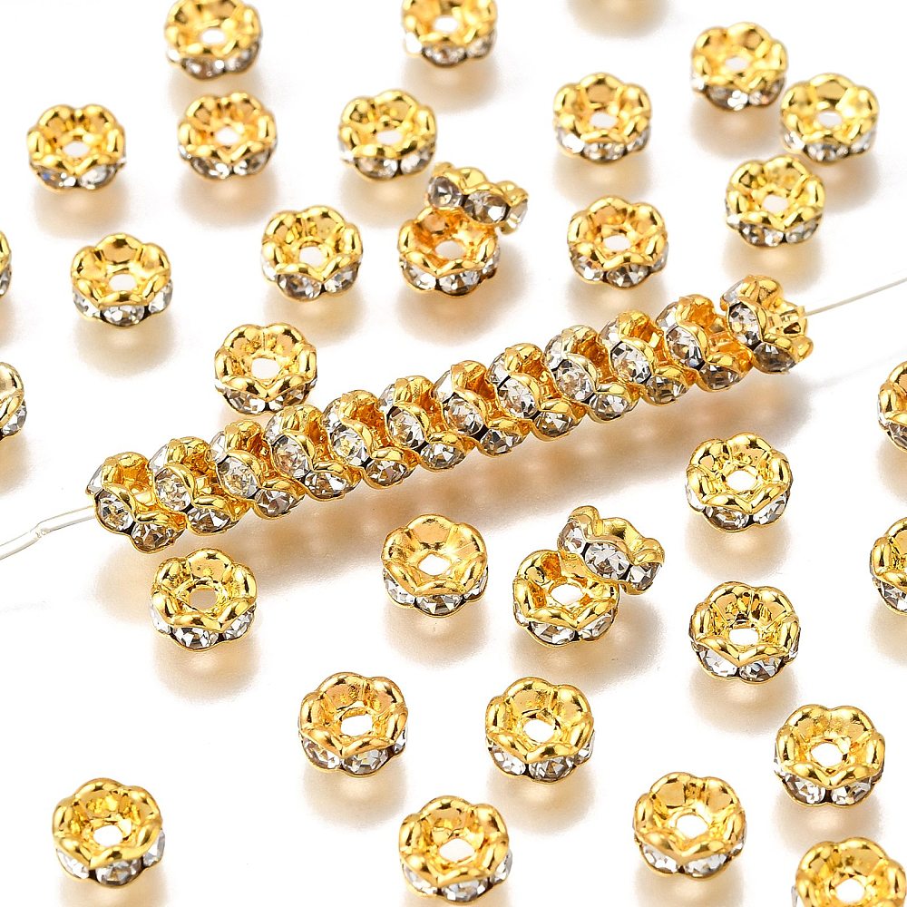Tussenkraal Strass Rondel Golvend Brass Goud 6mm - per stuk-Kralen-Kraaltjes van Renate