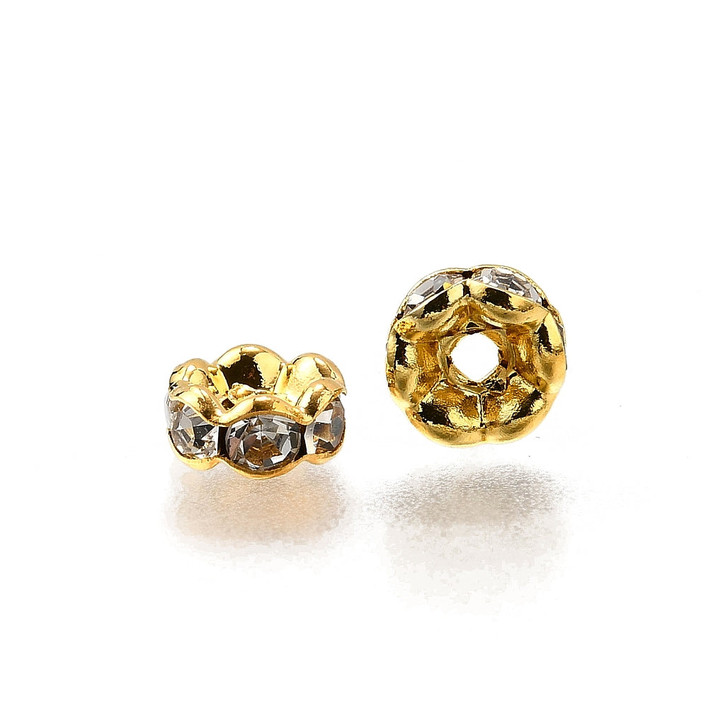 Tussenkraal Strass Rondel Golvend Brass Goud 6mm - per stuk-Kralen-Kraaltjes van Renate