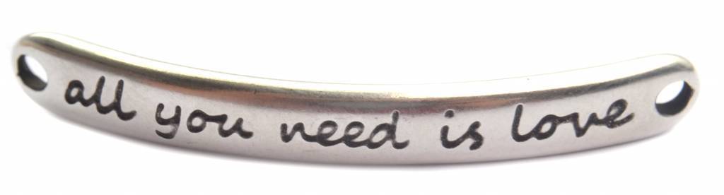 Tussenzetsel 'All you need is love' Zilver DQ 43x5mm-Kraaltjes van Renate