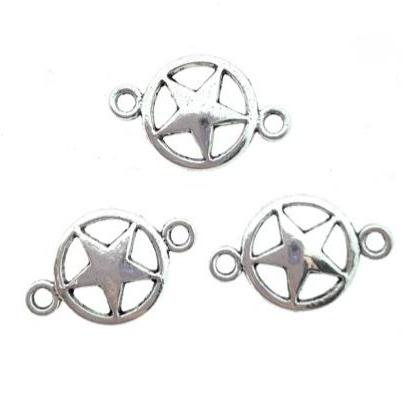 Tussenzetsel Cirkel met Ster Zilver 15x10mm - 10 stuks-Kraaltjes van Renate